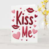 Carte Simple Baiser Moi Lèvres Cœurs (Fleur jaune)