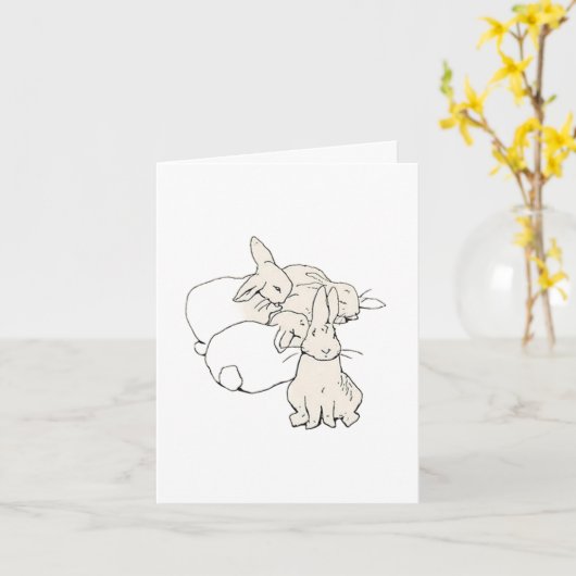 Carte Simple Beatrix Potter Bunny Esquisse Salutation (Fleur jaune)