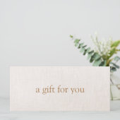 Carte SIMPLE Beige Salon Boutique Certificat cadeau (Debout devant)