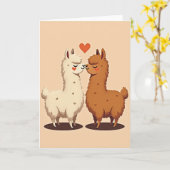 Carte Simple Bisou d'Amour de Lama (Fleur jaune)