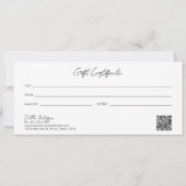 Carte Simple Black Elegant Moderne Certificat Cadeau (Dos)