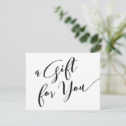 Carte Simple blanc manuscrit Calligraphie Script Cadeau (Debout devant)