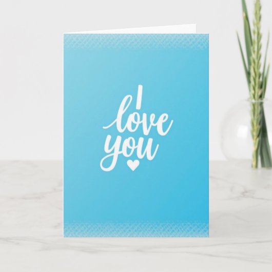 Carte Simple Bleu Je T'Aime (Devant)