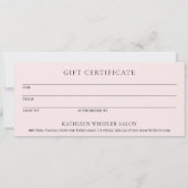 Carte Simple Blush Pink Élégant certificat cadeau modern (Dos)