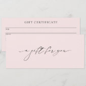 Carte Simple Blush Pink Élégant certificat cadeau modern (Devant / Derrière)