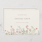 Carte simple Boho Fleur sauvage Beige Bachelor Par (Devant / Derrière)