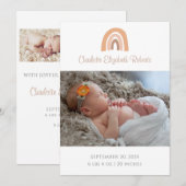 Carte simple Boho Rainbow Photo Faire-part de nais (Devant / Derrière)