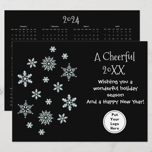 Carte Simple Calendrier de société de Greeting d'entrepr (Devant / Derrière)