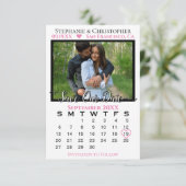 Carte Simple Calendrier photo Mariage rose Enregistrer n (Debout devant)
