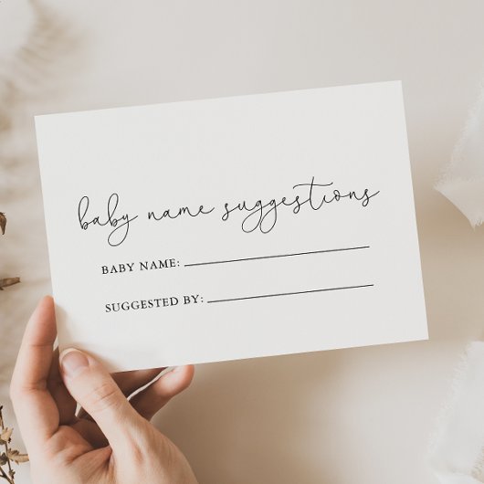Carte simple Calligraphie Baby Name Suggestions