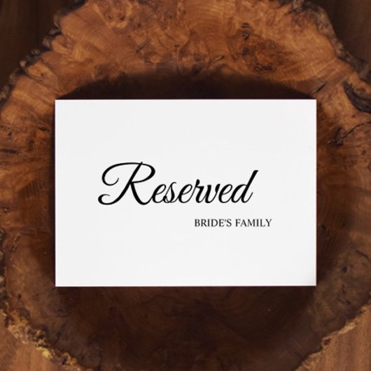 Carte Simple calligraphie noir et blanc signe réservé