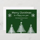 Carte Simple Christmas Tree Line Art Joyeux Noël (Devant / Derrière)