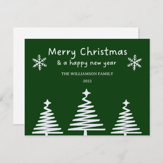 Carte Simple Christmas Tree Line Art Joyeux Noël (Devant / Derrière)