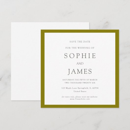 Carte Simple classique chic couleur save the date Maria (Devant / Derrière)