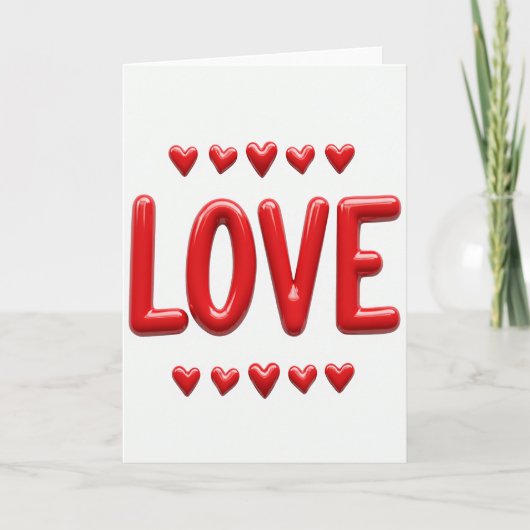 Carte Simple Cœurs Amour Gonflés (Devant)