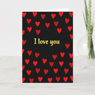 Carte Simple Cœurs d'Amour en Feuille d'Or