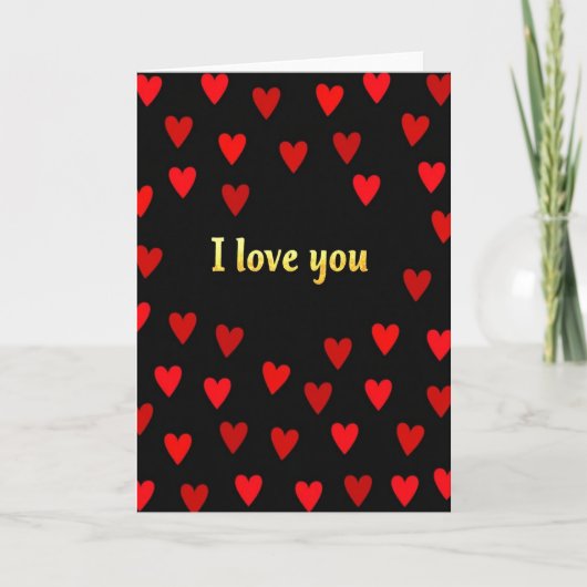 Carte Simple Cœurs d'Amour en Feuille d'Or (Devant)