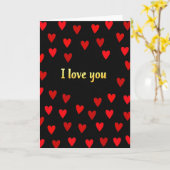 Carte Simple Cœurs d'Amour en Feuille d'Or (Fleur jaune)