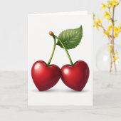 Carte Simple Cœurs de Cerises (Fleur jaune)