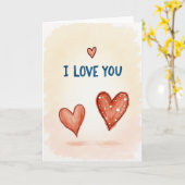 Carte Simple Cœurs Je T'Aime (Fleur jaune)