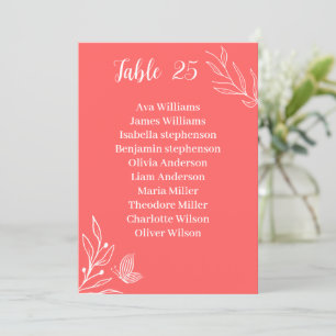 Carte simple corail rose floral