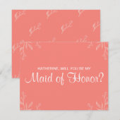 Carte simple Coral "tu seras ma femme d'honneur" (Devant / Derrière)