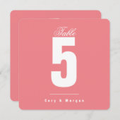 Carte Simple Cotton Candy rose | Solide |Numéro de table (Devant / Derrière)