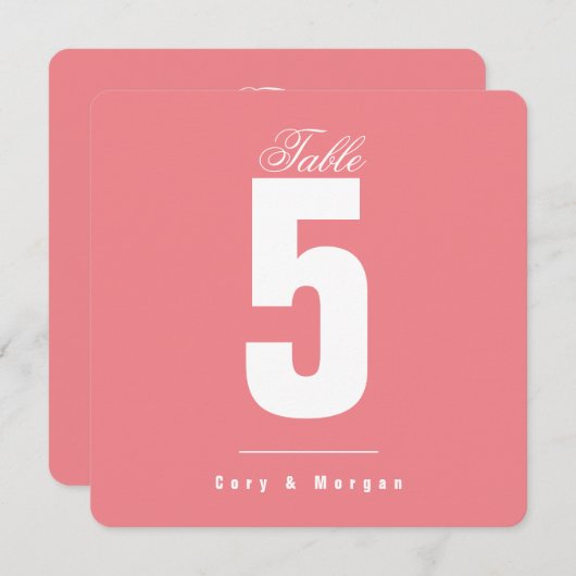 Carte Simple Cotton Candy rose | Solide |Numéro de table (Devant / Derrière)