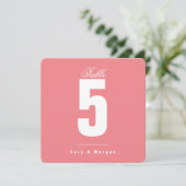 Carte Simple Cotton Candy rose | Solide |Numéro de table (Debout devant)