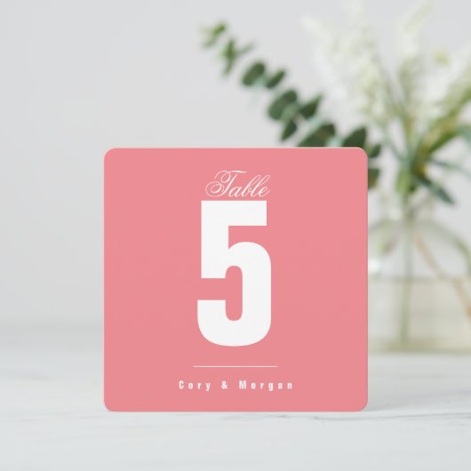 Carte Simple Cotton Candy rose | Solide |Numéro de table (Debout devant)