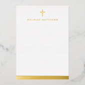 Carte simple croix masculine nom bordure feuille m (Recto)