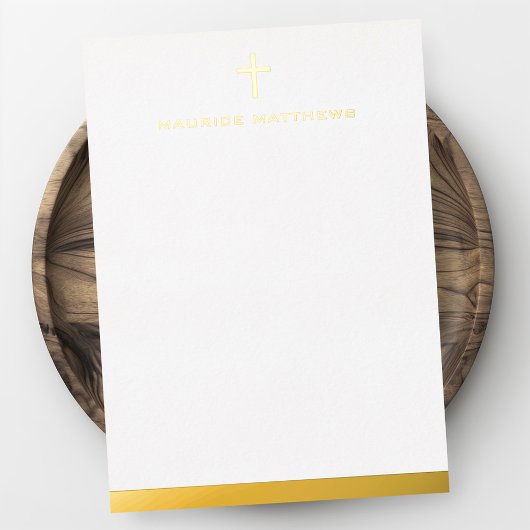 Carte simple croix masculine nom bordure feuille m