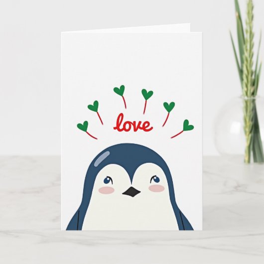Carte simple d'amour de pingouin (Devant)
