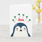 Carte simple d'amour de pingouin (Fleur jaune)