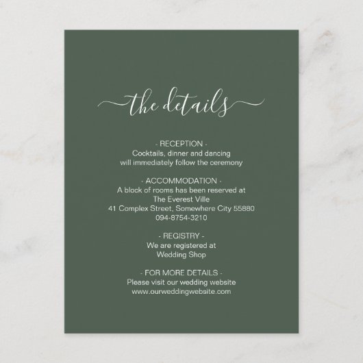 Carte simple de boîtier vert foncé (Devant)