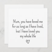 Carte simple de bonne fête des mères (Devant / Derrière)