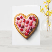 Carte simple de cœur de bonbon rose (Fleur jaune)