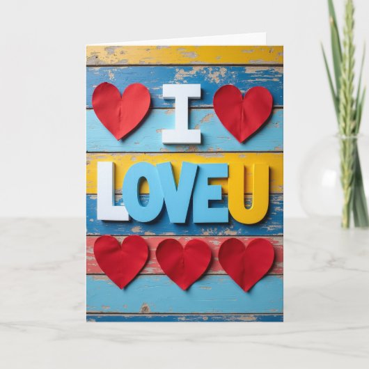 Carte simple de coeurs « Je t'aime » (Devant)