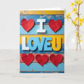 Carte simple de coeurs « Je t'aime » (Fleur jaune)