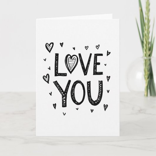 Carte simple de love you dessinée à la main (Devant)