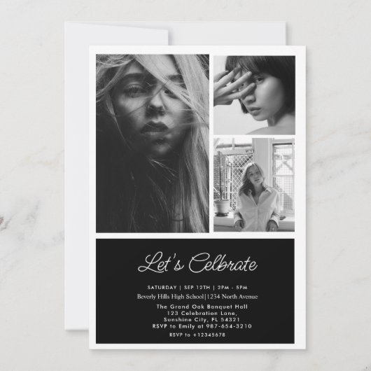 Carte simple de lycée noir et blanc (Dos)