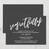 Carte simple de mariage annulé gris foncé avec reg (Devant / Derrière)