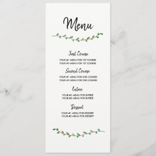 Carte simple de menu de mariage de verdure