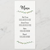 Carte simple de menu de mariage de verdure (Devant)