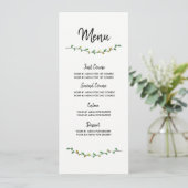 Carte simple de menu de mariage de verdure (Debout devant)
