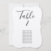 Carte simple de numéro de table de mariage + noms  (Dos)