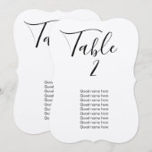 Carte simple de numéro de table de mariage + noms  (Devant / Derrière)
