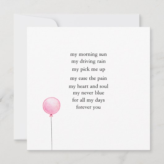 Carte simple de poème d'amour de la Saint-Valentin (Devant)