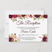 Carte simple de réception de mariage floral bordea (Devant)
