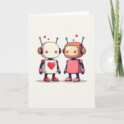 Carte simple de robots pour la Saint-Valentin (Devant)